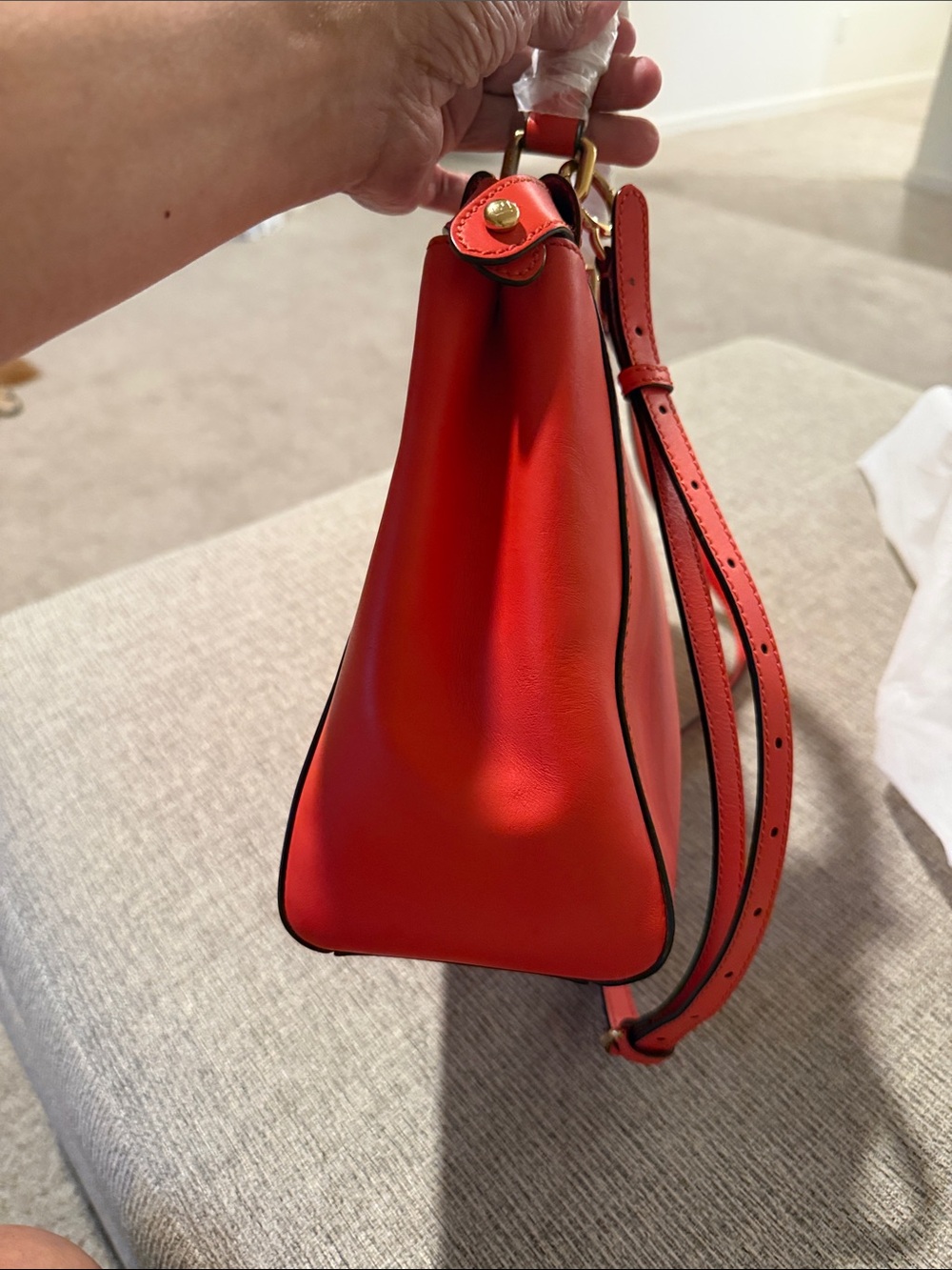 Fendi Peekaboo Orange Top-Handle Leather Satchel - Picture 3 of 9